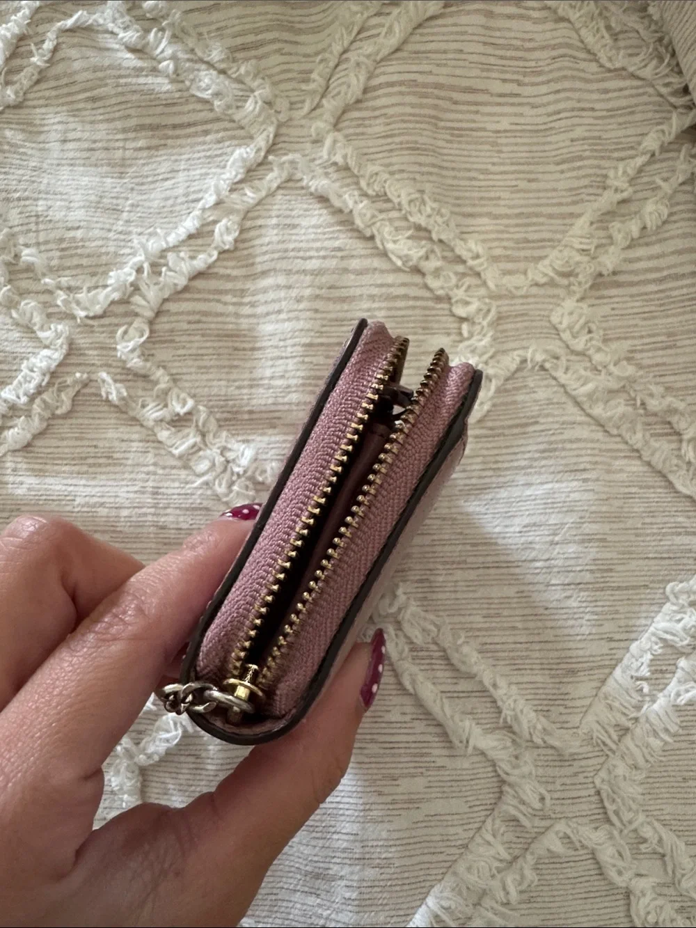 kate spade Mauve Pink Pebbled Leather Zip Wallet